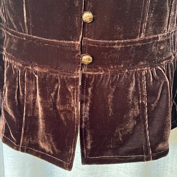 Raindrops Jacket Blazer Burgundy Velveteen Sz L Peplum Winter Fairy Whimsy Loops - Picture 3 of 10